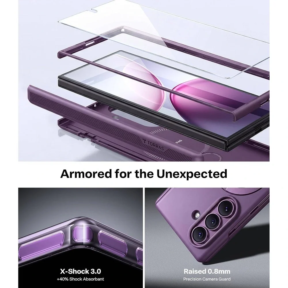TORRAS Case Galaxy Z Fold 8 Ultra Purple NEW Magnetic Stand Hinge Protection
